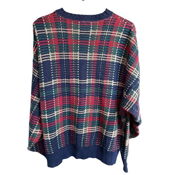 Vtg Pendleton Sweater Men's Cotton XL Plaid Blue Preppy Classic Eclecticgrandpa - Picture 5 of 7